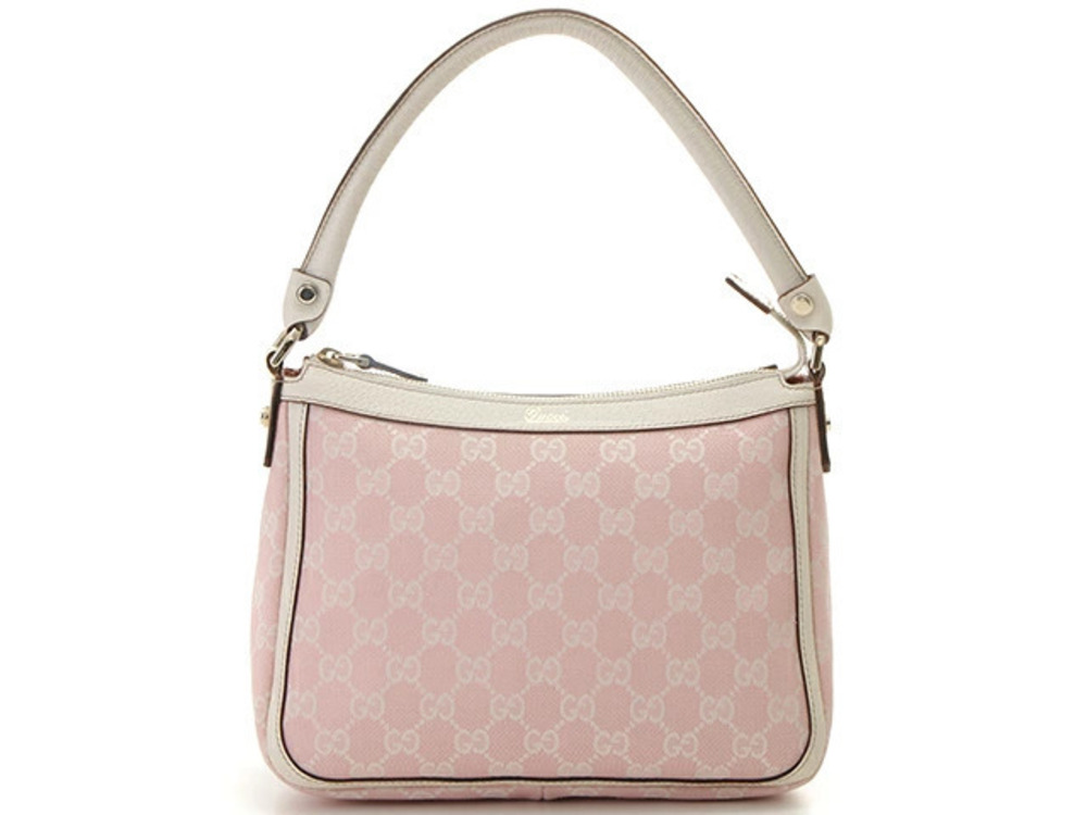 Gucci handbag pink white GG canvas leather